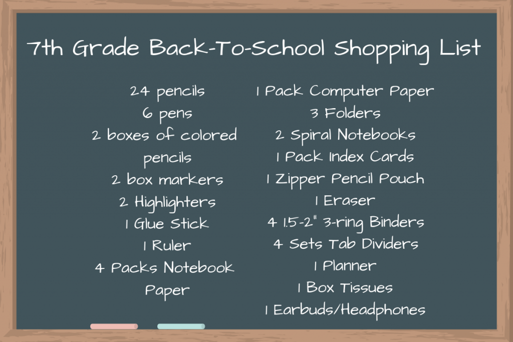 7th-Grade Back-To-School Shopping List